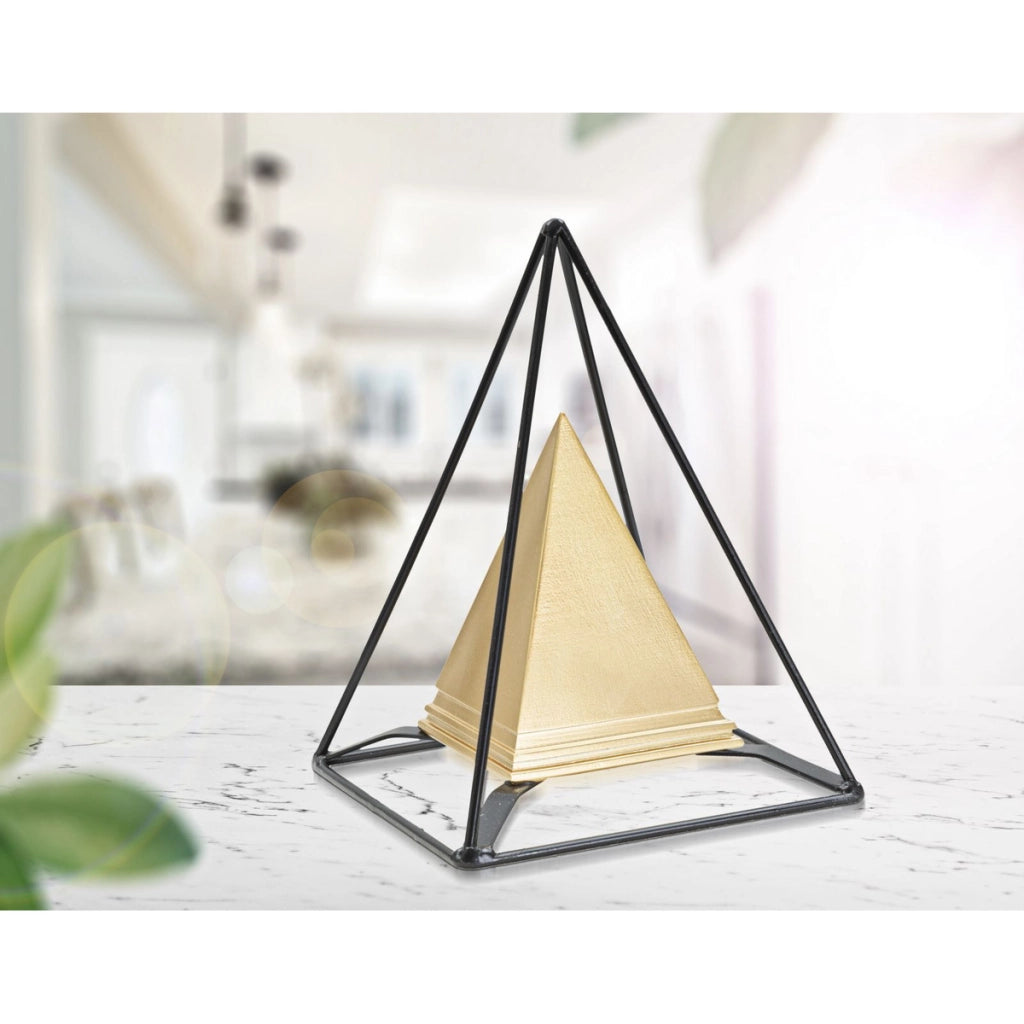 Scultura Piramide 1, Oro, Poliresina, 15x15x19,5 cm