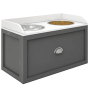 Porta Gamelle Elevato per Cani e Gatti ¨C Zephmum ¨C Bianco Grigio MDF Acciaio Inox