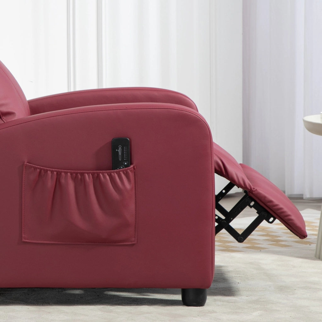 Poltrona Relax Massaggiante 68x88x98 cm con Telecomando e 8 Programmi Reclinazione e Poggiapiedi Rosso