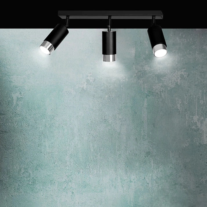 Plafoniera Emibig Hiro 2 faretti GU10 nero/cromo acciaio