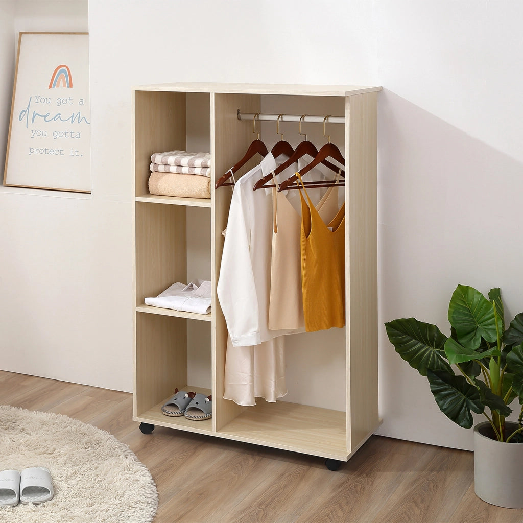 Scarpiera con Ripiani e Attaccapanni ¨C Minimal ¨C Beige 80x40x128 cm