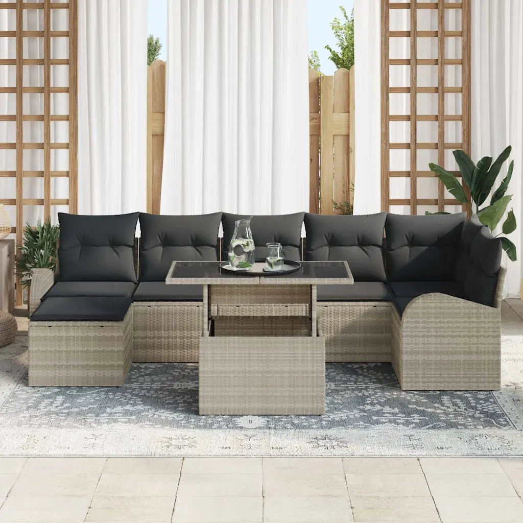 Set Divano da Giardino 8 pcs Grigio chiaro polyrattan 3348688