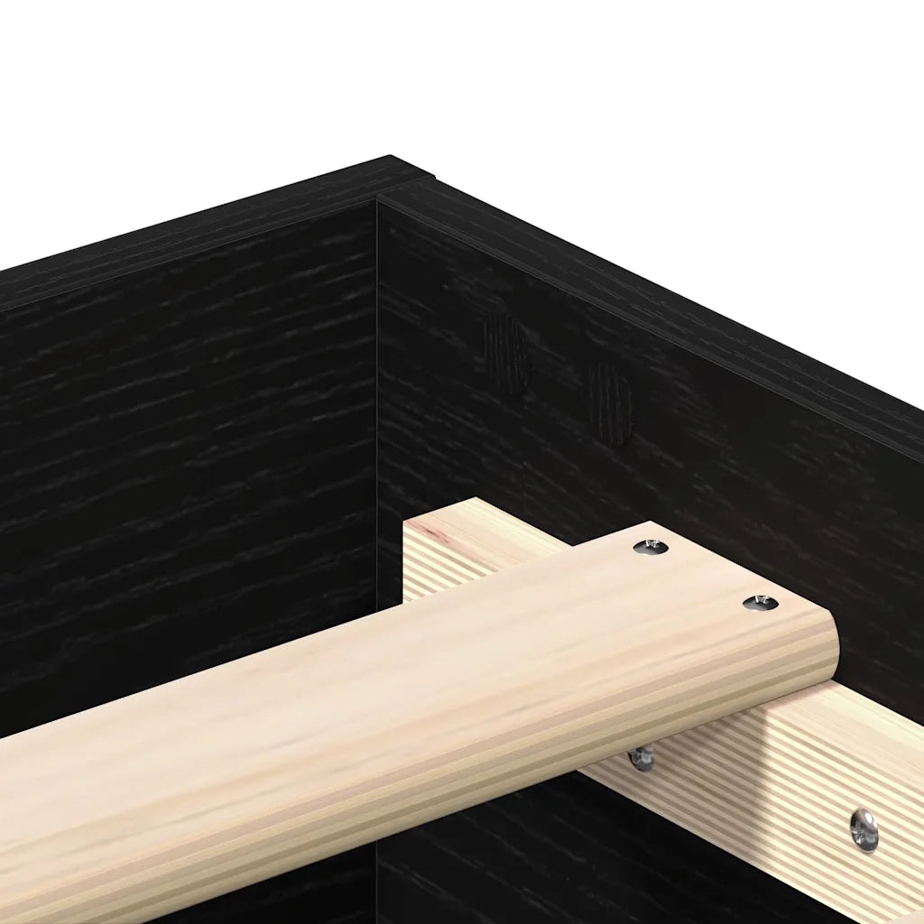 Struttura del letto-Giroletto Rovere Nero 203 x 93 x 25 cm