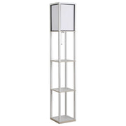 Lampada da Terra con Mensole ¨C Xylo ¨C Legno Bianco 160 cm con Interruttore