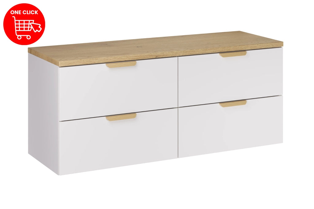 Set mobili bagno 120 cm con piano Aster White 120 cm