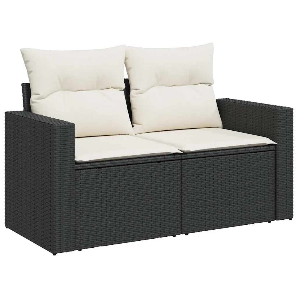 Set Divano da Giardino 6 pz con Cuscini Nero in Polyrattan 3326989
