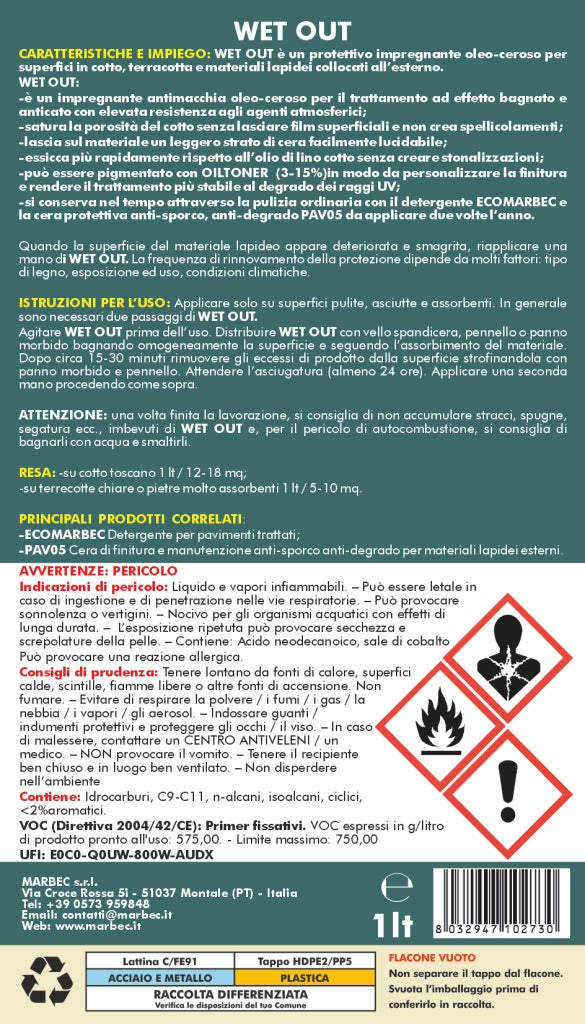 Trattamento cotto esterno WET OUT   1LT