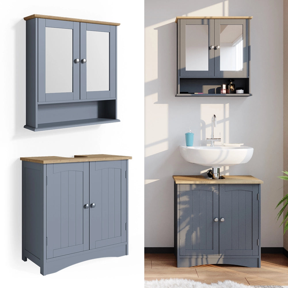 Vicco Set mobili bagno Grigio 2 parti