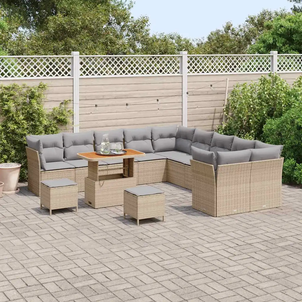 Set Divano da Giardino 13 pcs Beige polyrattan
