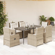Set da Pranzo da Giardino 7 pz con Cuscini Beige in Polyrattan 3262886