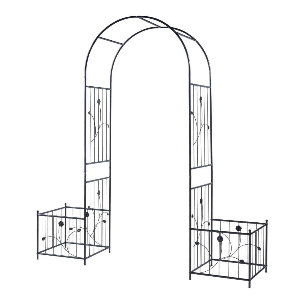 Pergola Arcuata Barisciano con Recinti per Piantare - Nero casa.pro