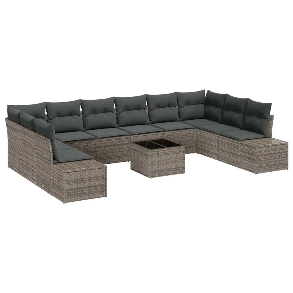 Set Divano da Giardino con cuscino 11 pcs Grigio polyrattan 3347249