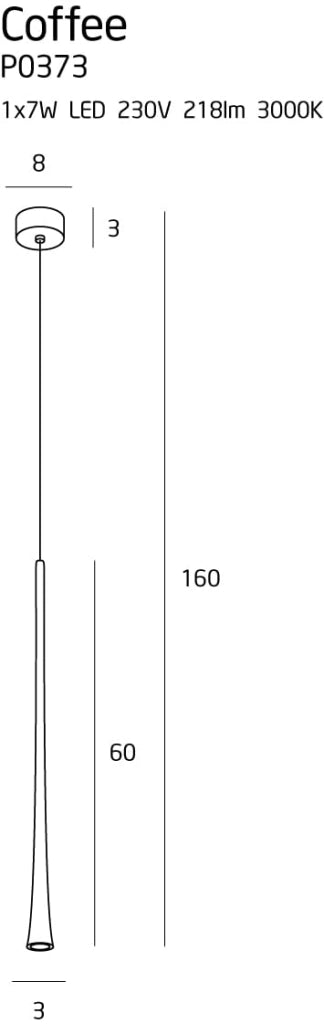 Lampada a sospensione industriale nera 60cm LED 7W Maxlight