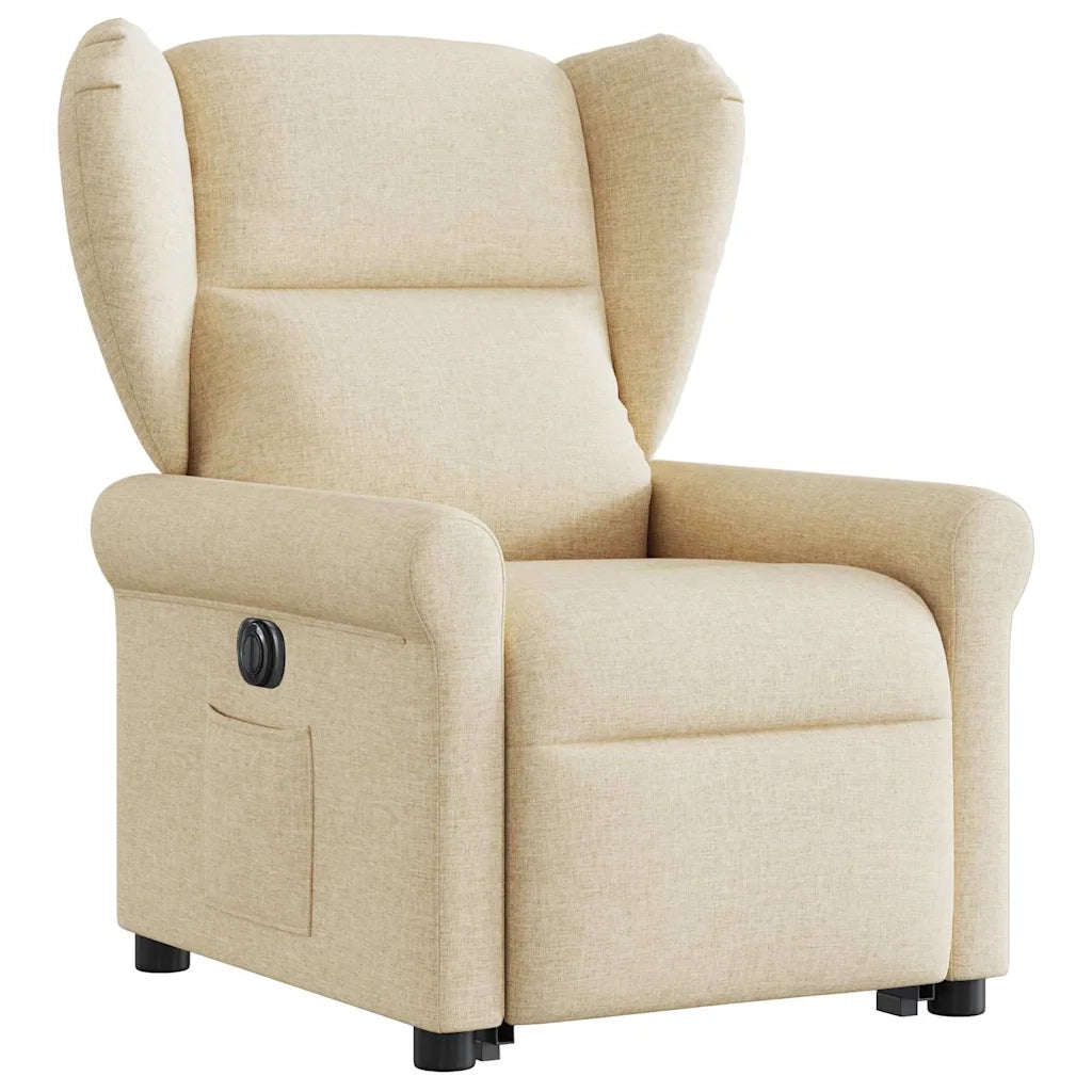 Poltrona Alzapersona Reclinabile Elettrica Crema in Tessuto 3303402