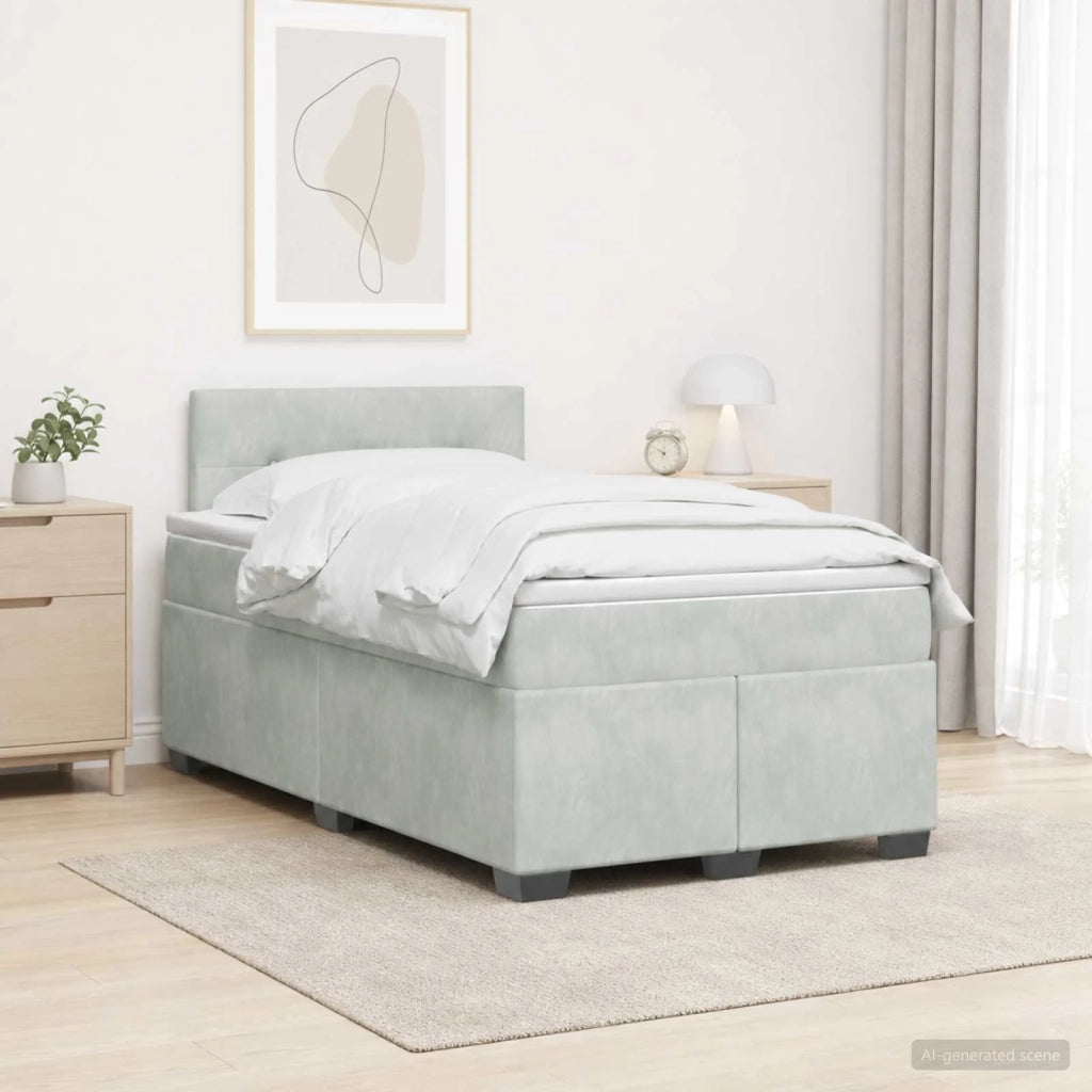 Letto con Box Spring, Materasso e LED Grigio Chiaro Velluto 3452138
