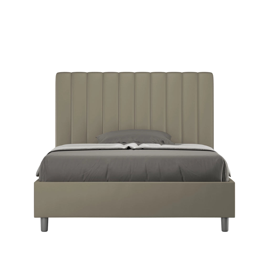 BS COM Letto una piazza e mezza con rete imbottito 120x200 similpelle cappuccino