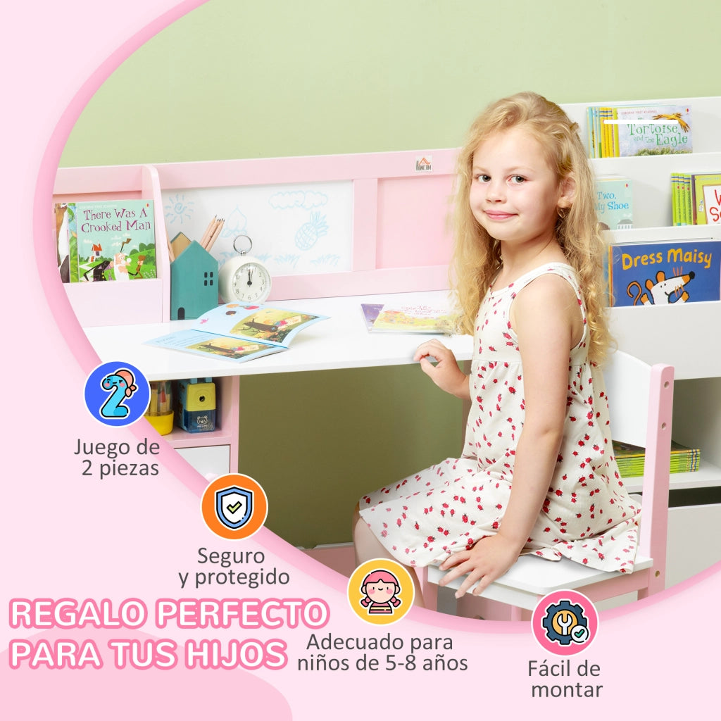 Scrivania Bambini con Sedia e Organizzatore ¨C Minimal ¨C 90x45x85 cm Rosa