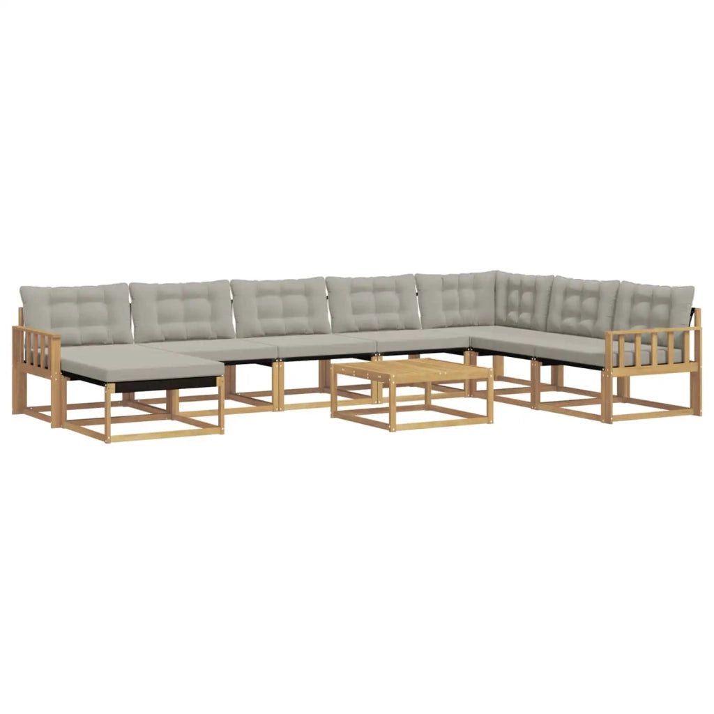 Set di divani da esterno 9 pcs Bianco e Grigio Chiaro 3388993