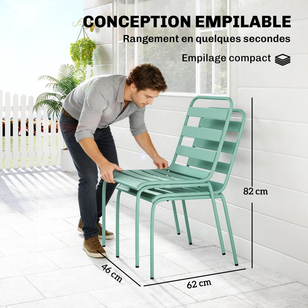 Sedia da Giardino Impilabile ¨C Minimal ¨C Verde, Metallo