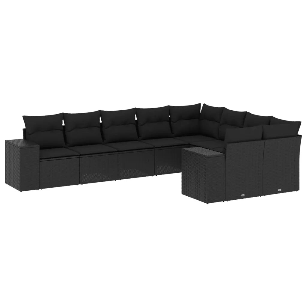 Set Divani da Giardino 9 pz con Cuscini Nero in Polyrattan 3223034