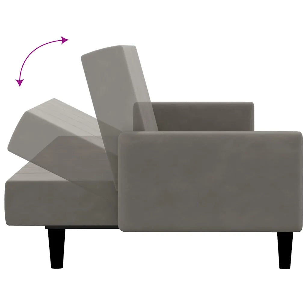 Divano Letto a 2 Posti-Sofa Letto 2 Posti-Daybed Grigio Chiaro in Velluto 730387