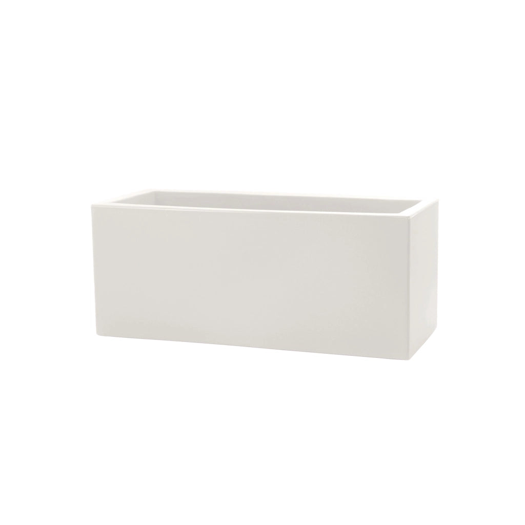 Vaso Rettangolare Indoor e Outdoor Tera Schio Cassa Chalk 79x30 cm in Plastica Bianco Gesso