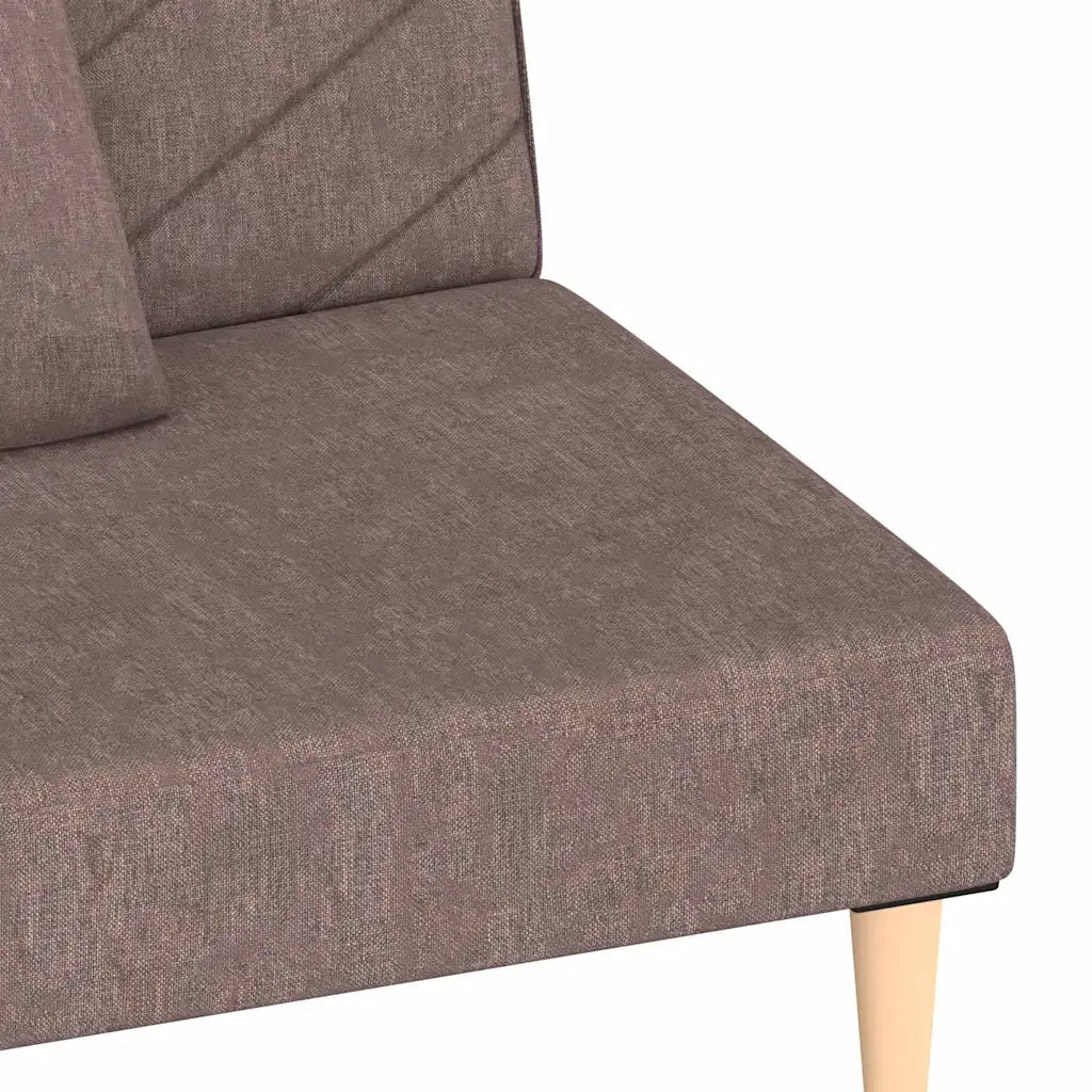 Divano Letto a 2 Posti con 2 Cuscini-Sofa Letto 2 Posti-Daybed Tortora in Tessuto 396794