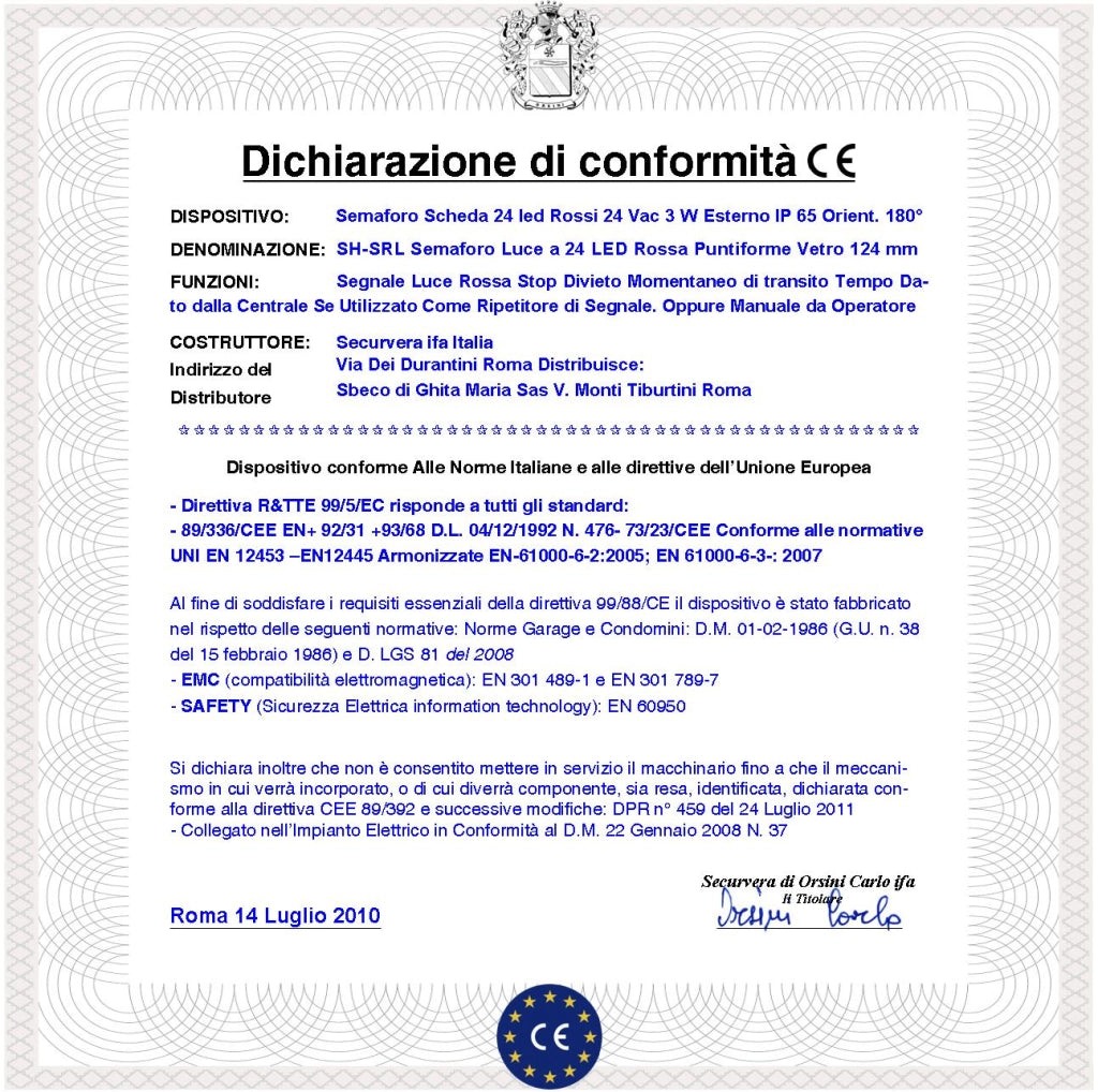 Circuito con 24 LED Rossi Alta Luminosità Ricambio per Semaforo Luce Rossa Puntiforme Alimentazione 24 Vacdc 3 W Semafori Omologati a Led Garage Condominio