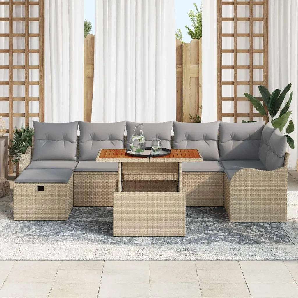Set Divano da Giardino 8 pcs Beige Poly Rattan 3361280