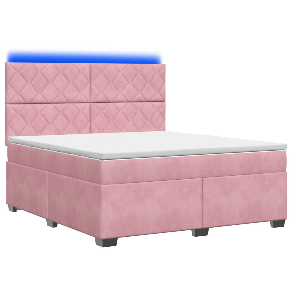 Letto box spring con materasso Rosa 160 x 200 cm Velluto 3455149