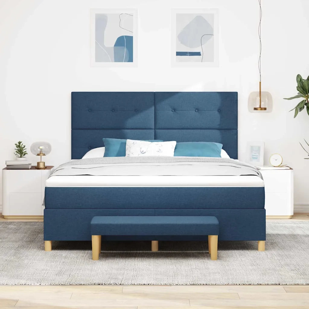 Letto a molle con materasso Blu 180 x 200 cm Tessuto
