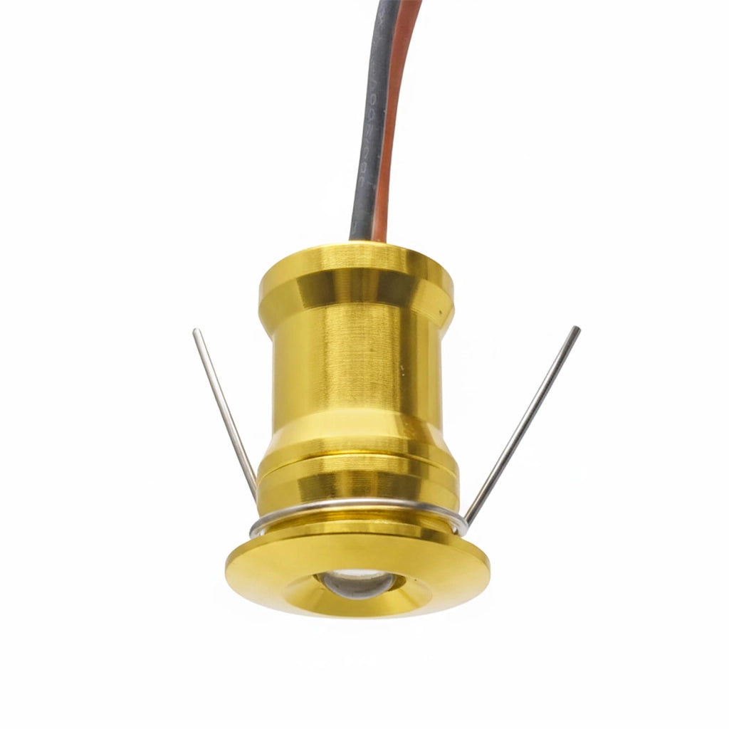 Mini faretto IP65 LED 1W resa 12W incasso punto luce 12V box doccia cielo stellato segnapassi luci gradini barca camper COLORE ORO 4000K