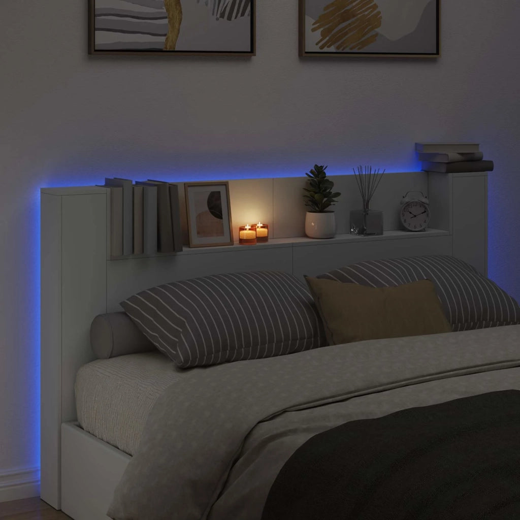 Testiera letto con mobile e LED Bianco 180 x 16,5 x 103,5 cm 8006544