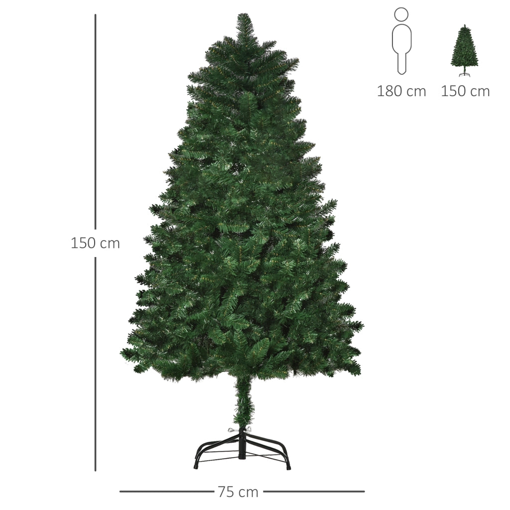 Albero di Natale Artificiale 150 cm Verde con Base Pieghevole ¨C Minimal ¨C 150 cm
