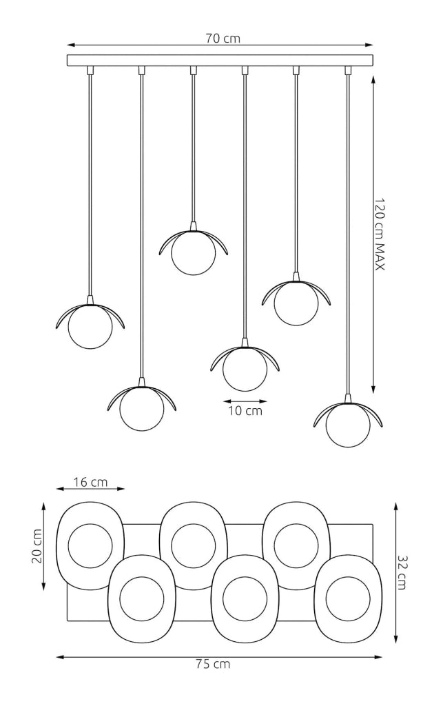Lampada sospesa RITUAL 6xG9 beige bianca Emibig