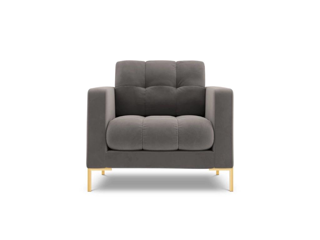 Cosmopolitan Design - Poltrona "Bali" in velluto grigio chiaro 