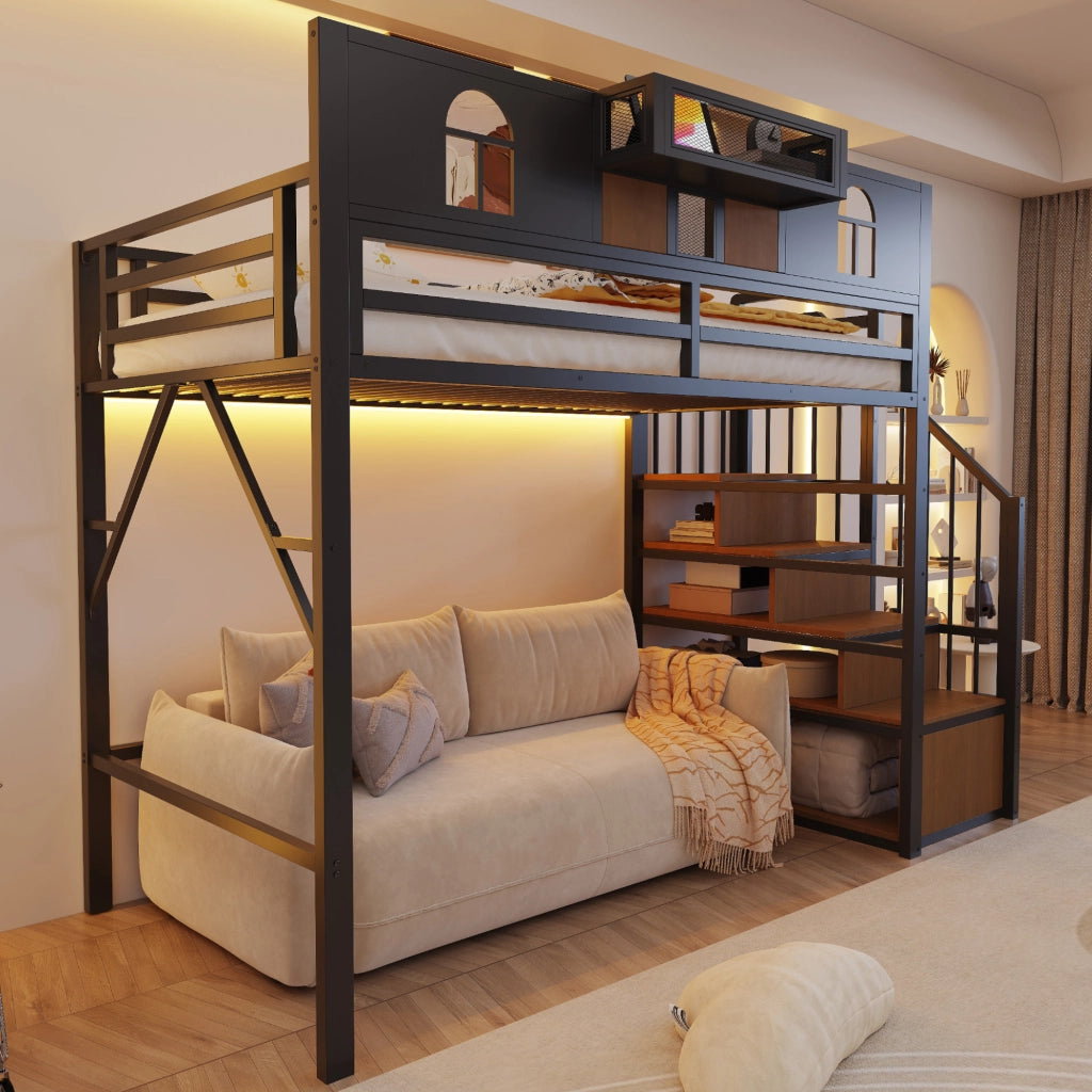 LETTO a soppalco 90x200 cm in metallo nero