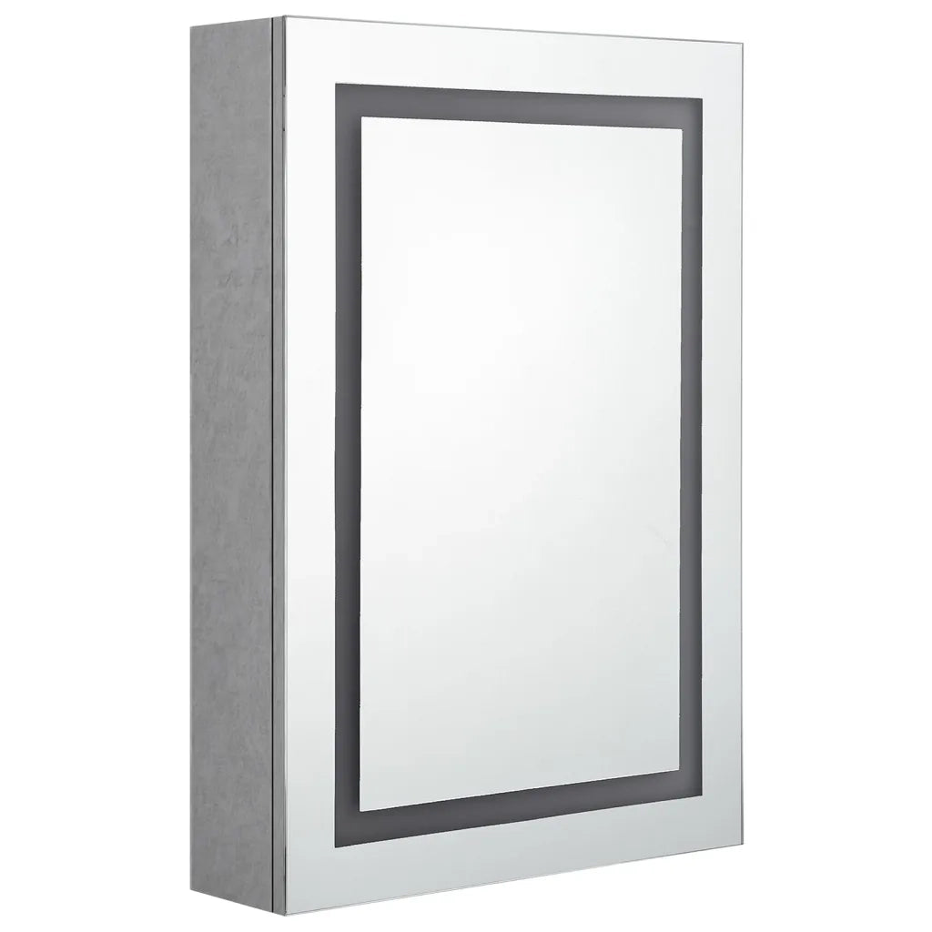 Armadietto Bagno con Specchio e LED-Mobile bagno con specchio Grigio Cemento 50x13x70 cm 123910