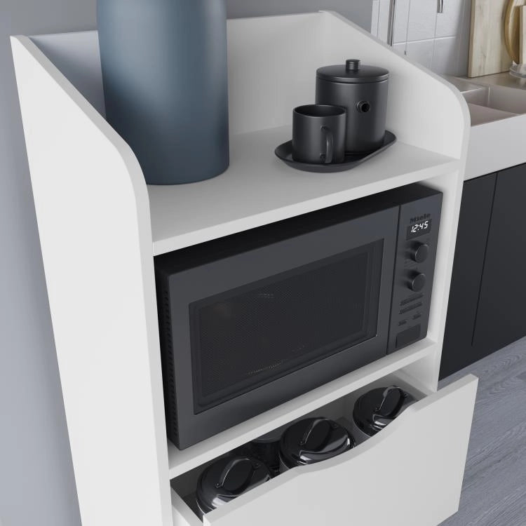 Mobile Multiuso Contenitore con 2 Cassetti e 1 Ripiano Bianco 60x36x136 cm