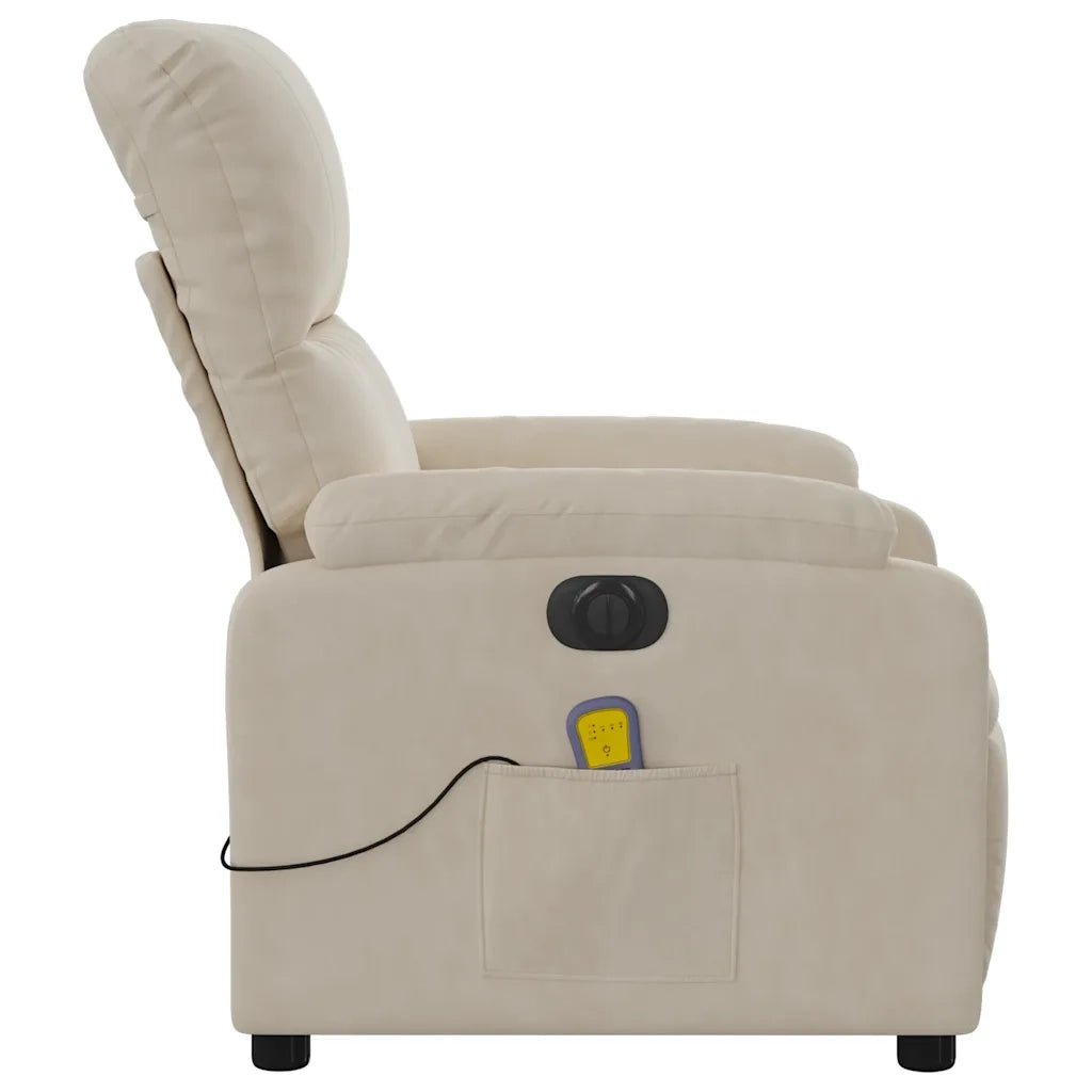 Poltrona Reclinabile Massaggiante Elettrica Beige Microfibra 3204927