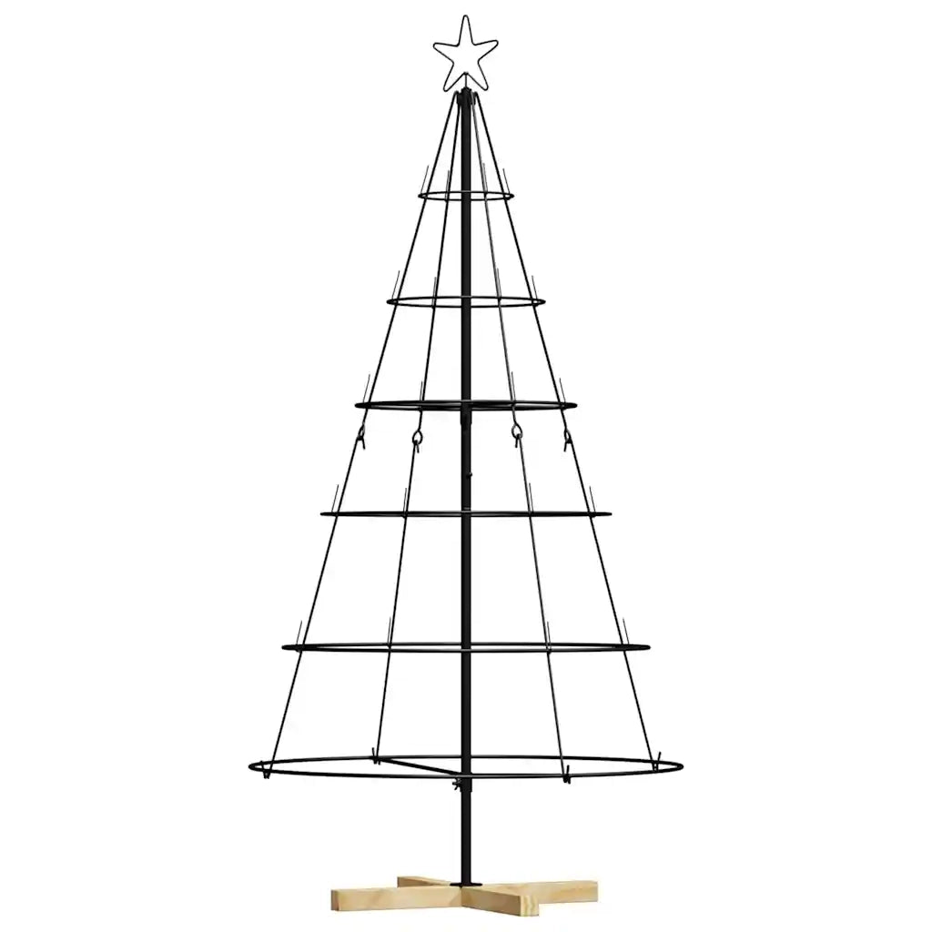 Albero a Cono di Natale con supporto Nero 154 cm Acciaio 42019160