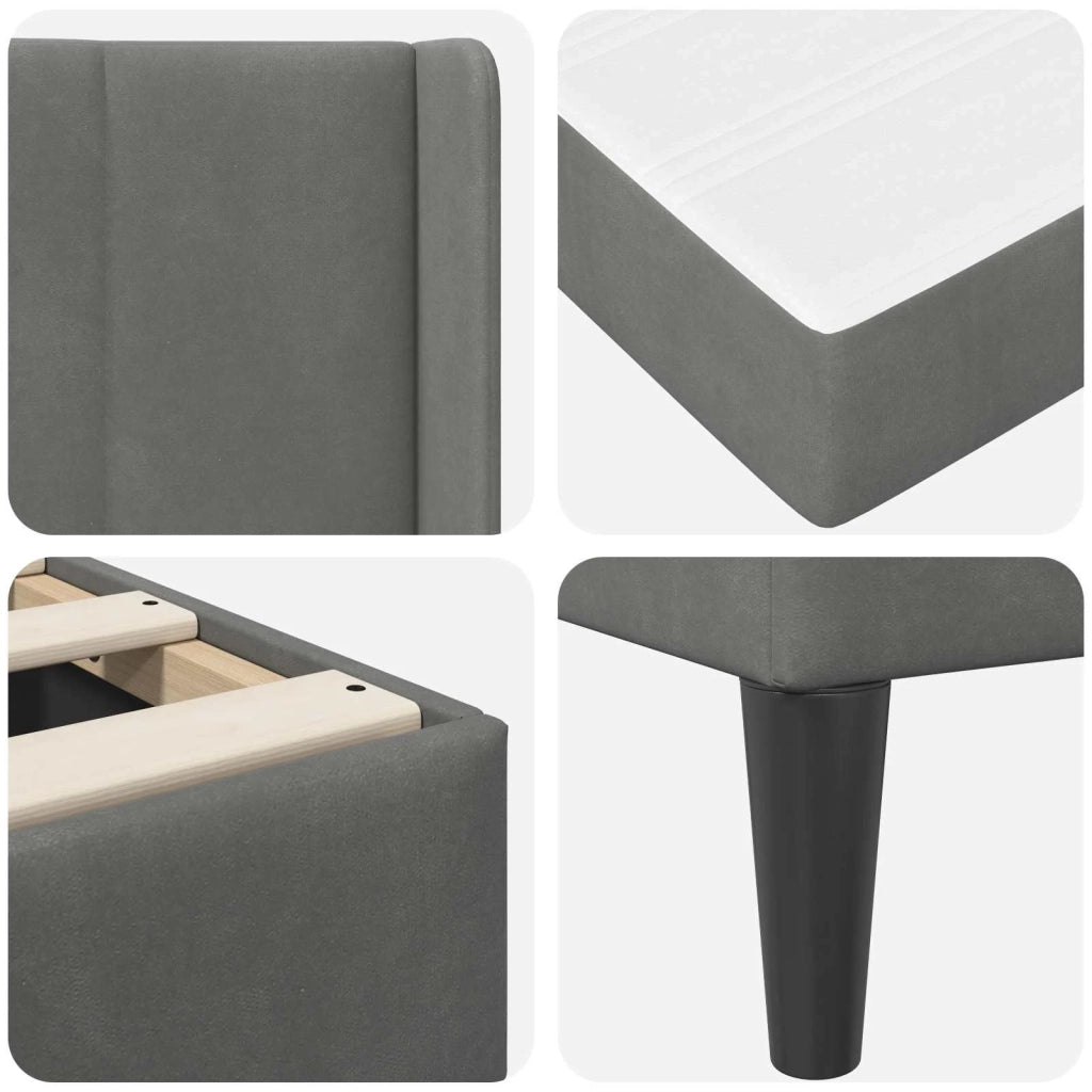Letto singolo | Letto per adulti | Struttura letto con materasso Grigio Scuro 90 x 190 cm Velluto