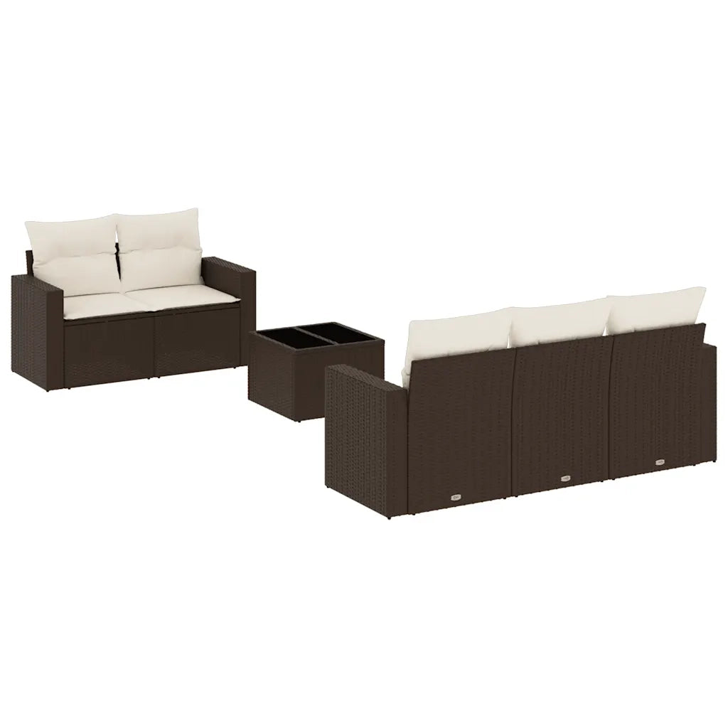 Set Divano da Giardino 6 pz con Cuscini Marrone in Polyrattan 3251040