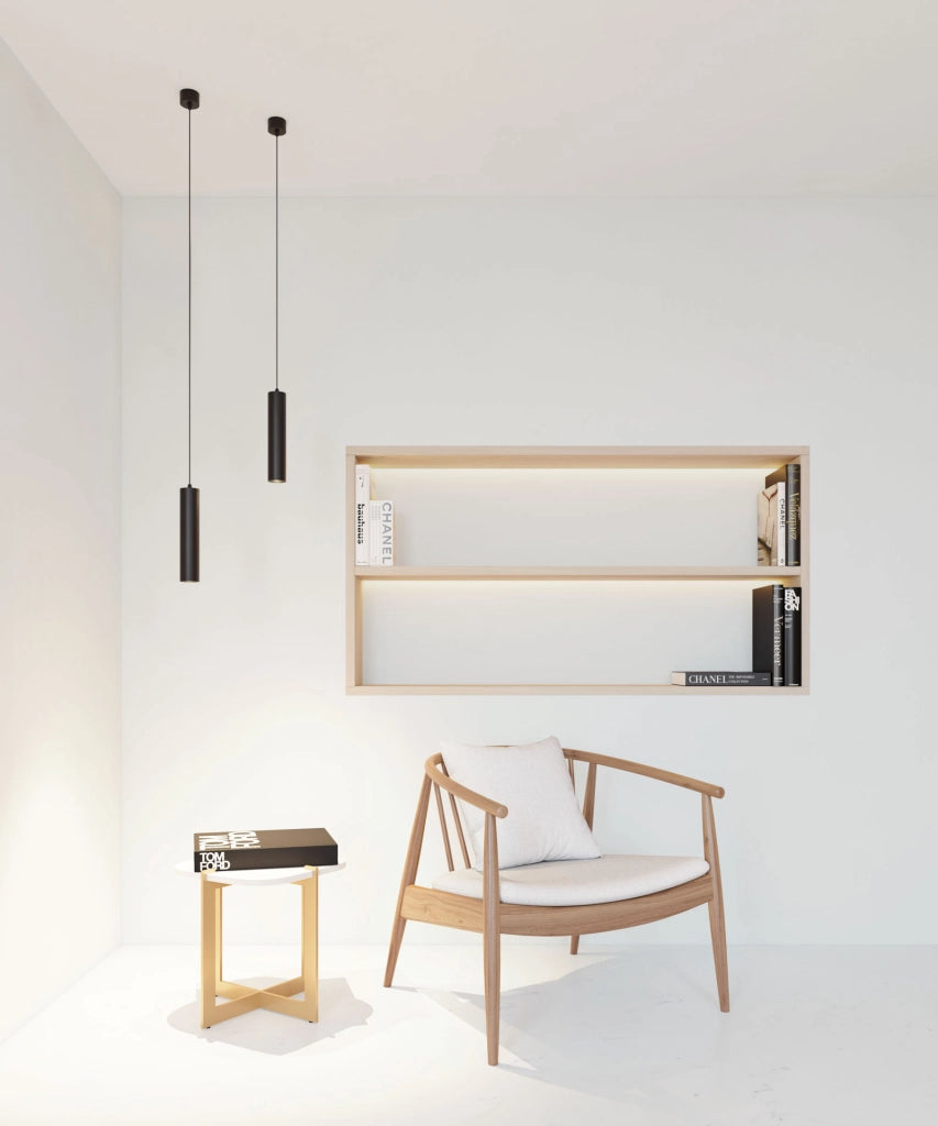 Atmos GU10 XL Lampada a Sospensione Tubolare Nero Opaco, Installazione Superficie o Incasso, Design Regolabile - Beneito & Faure