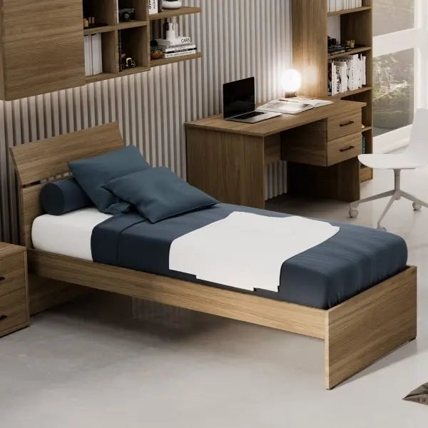 Letto singolo per camera colore Noce Naturale cm 200x85xH 98