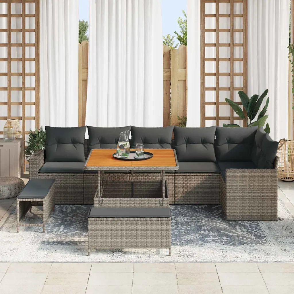 Set Divano da Giardino con cuscino 11 pcs Grigio polyrattan 3363578