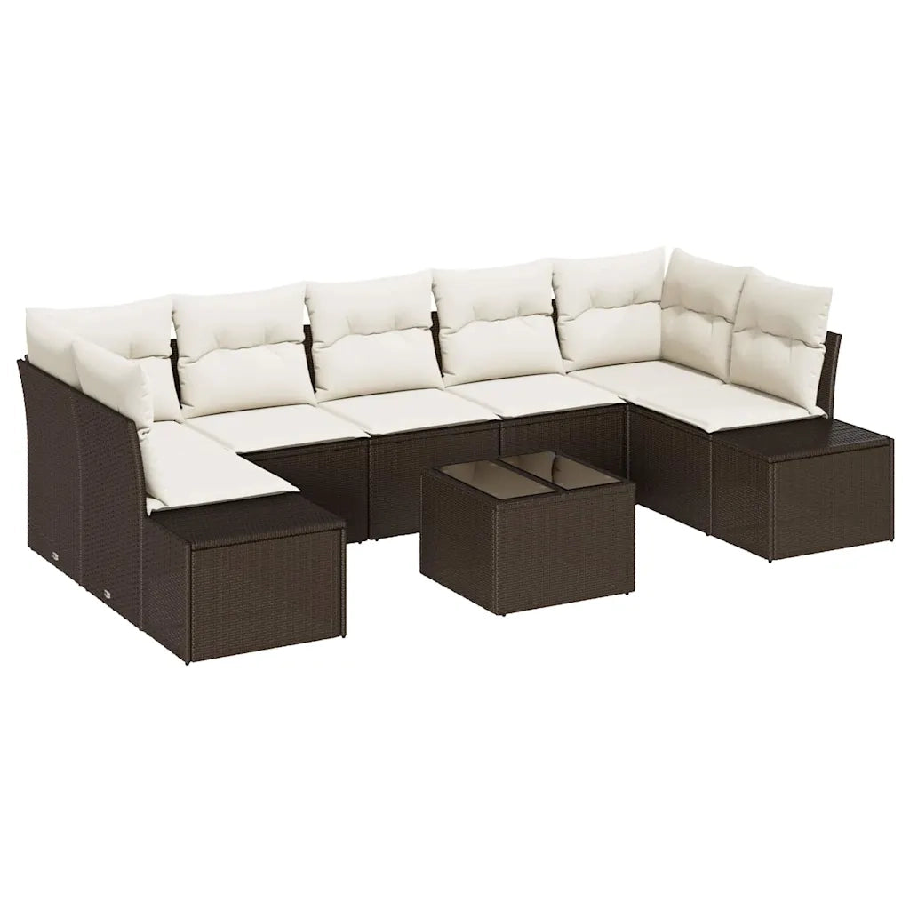 Set Divano da Giardino 8 pcs Marrone e Crema polyrattan 3355647