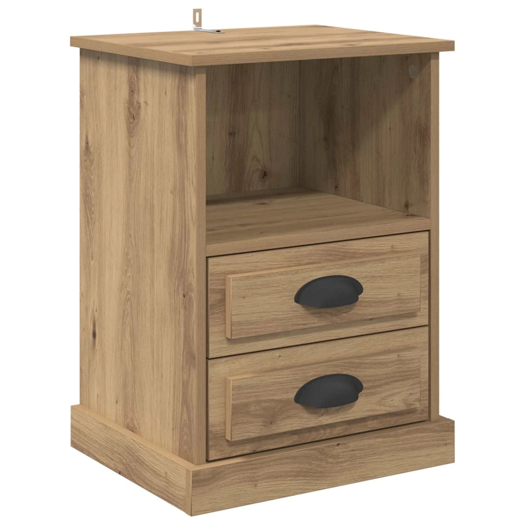 Set di 2 Comodini | Armadio da Notte | Mobiletto da notte Rovere artigianale 36 x 43 x 60 cm