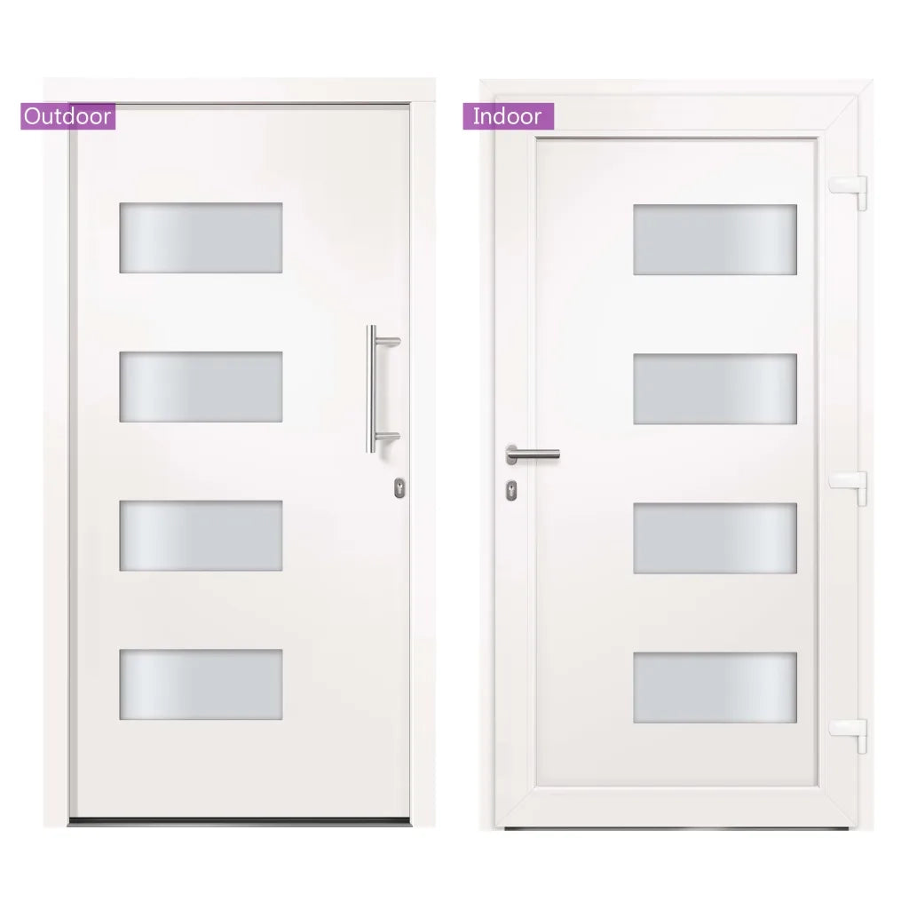 Porta d'Ingresso in Alluminio e PVC Bianco 110x210 cm
