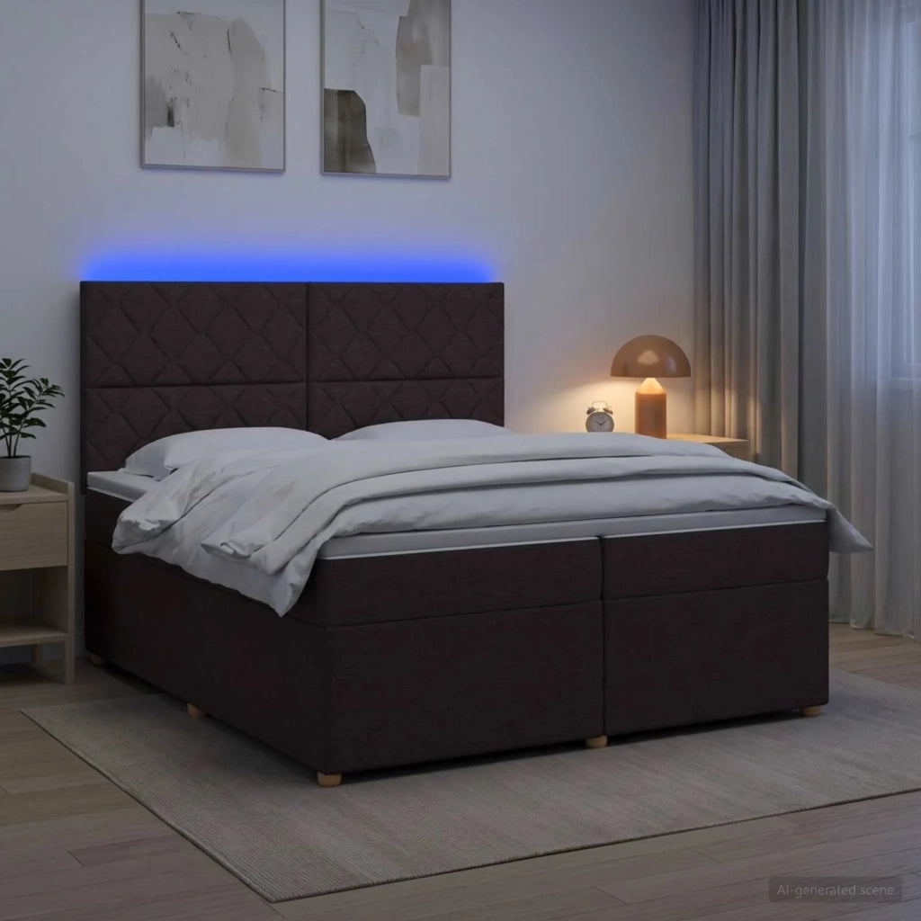 Letto box spring con materasso Marrone Scuro 200 x 200 cm 3455437